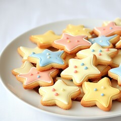 Pastel star shaped sugar cookies sweet treat delight