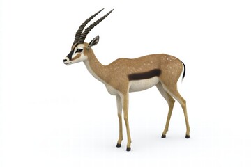 Majestic gazelle in sharp detail, pure white background, nature's elegance
