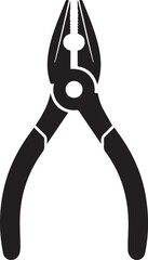 Pair of Pliers Silhouette Vector | Black Vector Art Illustration for Tool and Hardware