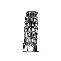 Architectural sketch of the Leaning Tower of Pisa