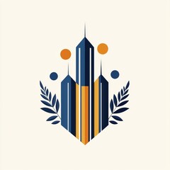 Abstract cityscape logo urban growth, nature harmony