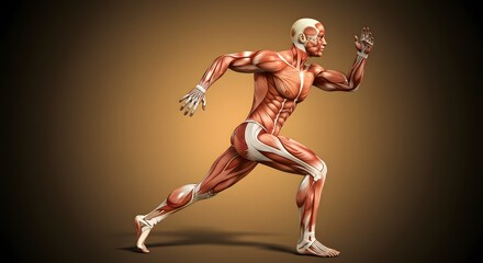 Obraz premium Human Body Anatomy Running Muscles Illustration