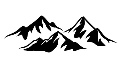 Black silhouette of mountains peaks landscape