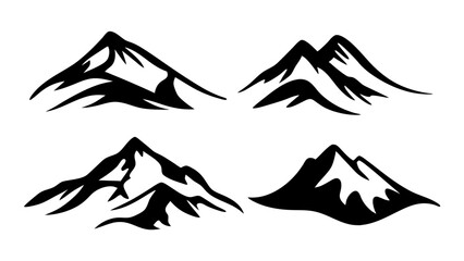 Black silhouette of mountains peaks landscape