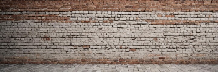 Naklejka premium Whitewashed brick, heavily textured, grunge aesthetic, wall, distressed