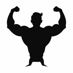 Silhouette Art Illustration of a Bodybuilder