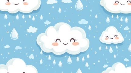 Cute clouds and rain pattern