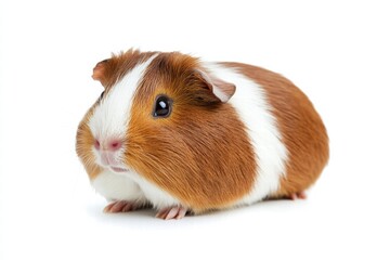 Adorable guinea pig on white background, ultra-realistic and cute