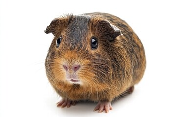 Adorable guinea pig on white background, ultra-realistic and cute