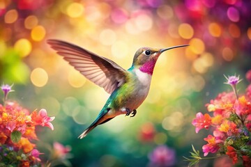 Naklejka premium Hummingbird Flight Double Exposure: Nature's Grace in Motion, Artistic Photography