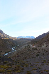 Cajon del Maipo - Embalse el Yeso area. San jose de Maipo, close to Santigao area. Lake view with...