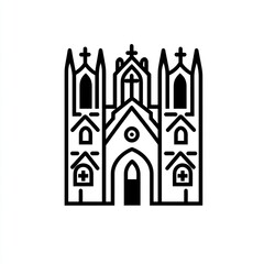 Gothic Cathedral Architectural Drawing, Simple Outline
