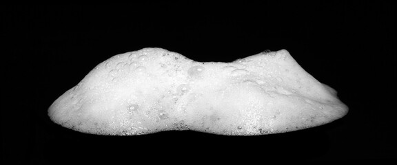Liquid white foam from soap, shampoo or bath foam. Abstract soap bubbles. Set of soap bubbles....