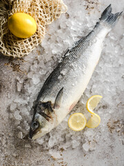 raw whole salmon on ice