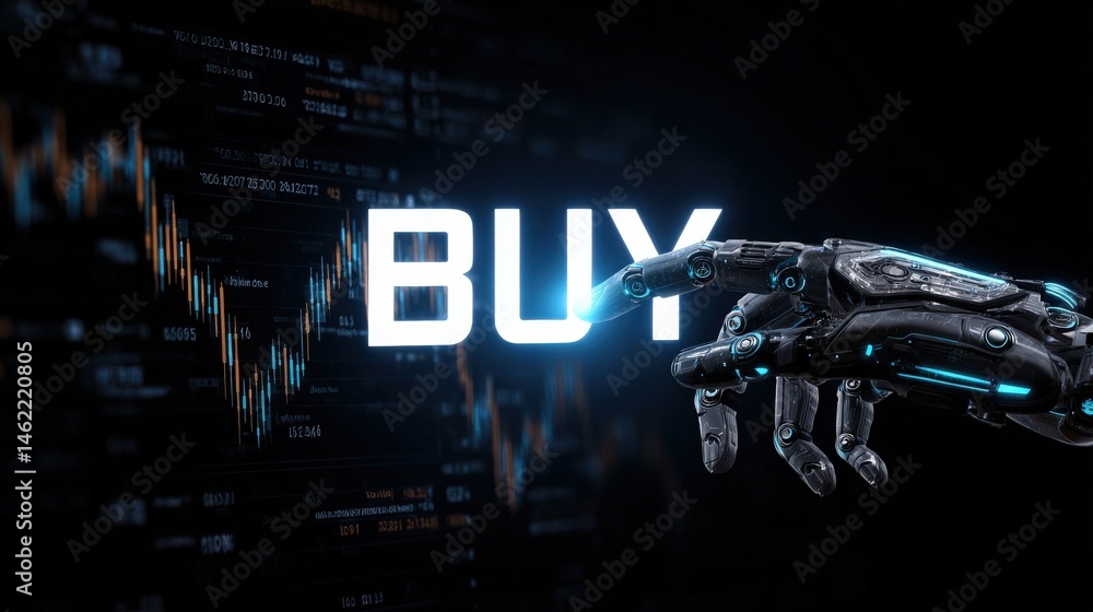 Poster a robotic hand points to the word 