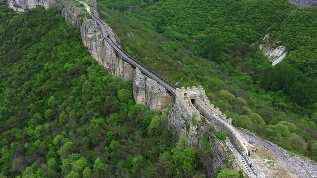 Aerial view to medieval fortress of Ovech near to Provadia town, Bulgaria