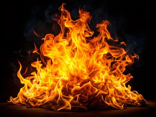 Fototapeta premium Isolated Bright Burning Flames PNG - Night Photography Stock Image