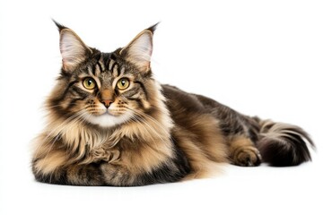 Regal Maine Coon cat in studio lighting, ultra-sharp fur details, professional pet portrait.