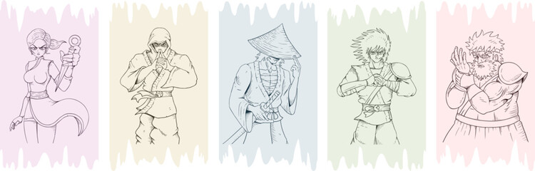 Creative design of warrior characters set
