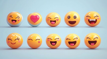 Fototapeta premium Cute Emojis in a Row