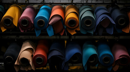 Colorful Fabric Rolls On Display