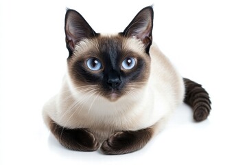 Playful Siamese feline isolated, ultra-sharp focus and lifelike expression.