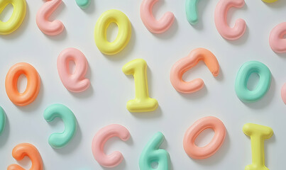 Fototapeta premium Colorful pastel numbers educational background