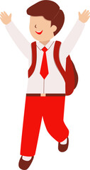 Happy Schoolboy with Backpack, Vector Illustration