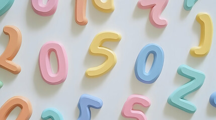 Fototapeta premium Colorful pastel numbers