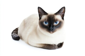 Playful Siamese feline isolated, ultra-sharp focus and lifelike expression.