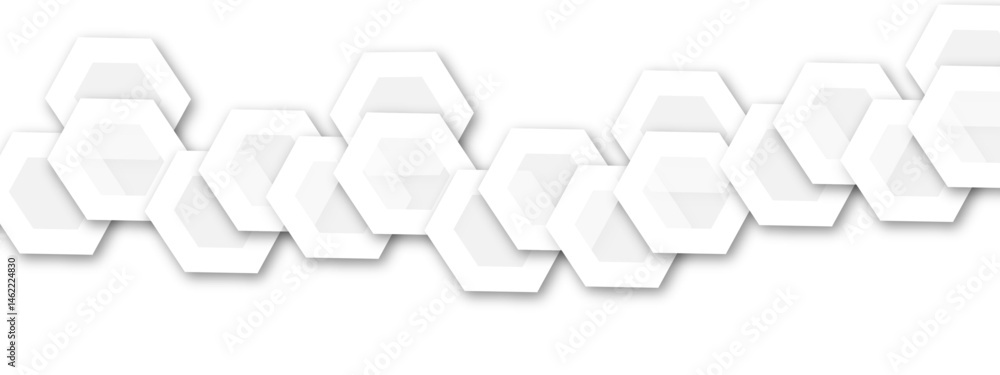Poster abstract hexagon geometric technology 3d white and grey light structure featuring a polygonal honeyc
