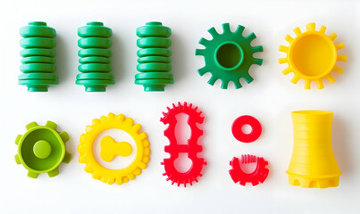 Colorful plastic construction toy parts