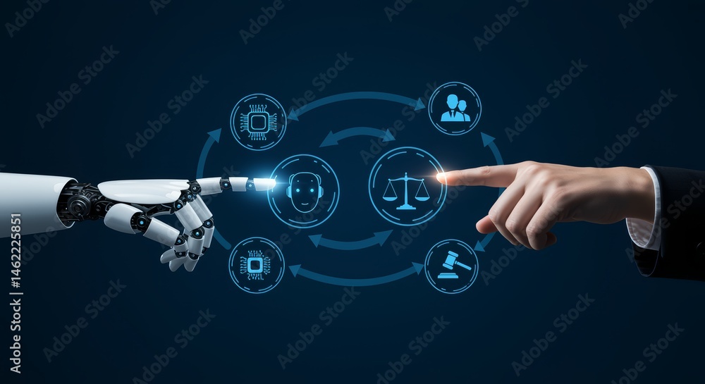 Poster exploring the intersection of robotics and law the role of ai in legal systems global context digita