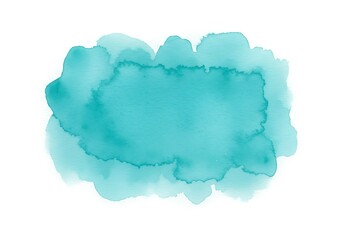 Aquarelle turquoise stain with soft edges on a white background in a watercolor style design element