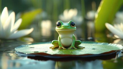 Cute frog on lily pad (2)