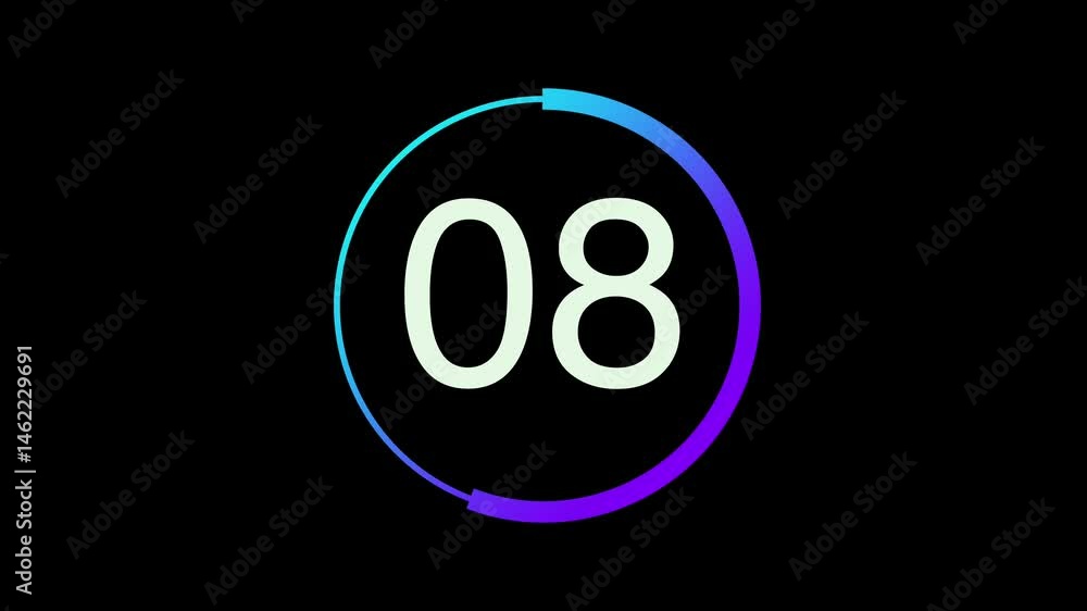 Poster Digital countdown timer from ten to zero on a black background animation
