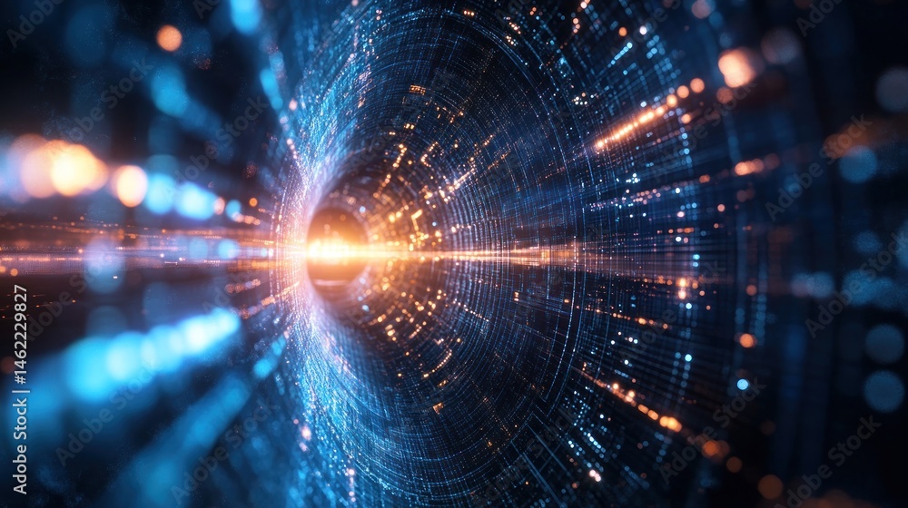 Poster abstract digital tunnel: a journey through data streams