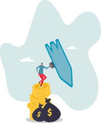 Wealth protection, investment asset allocation portfolio in volatility market or saving guard in financial and economic crisis,character for design.