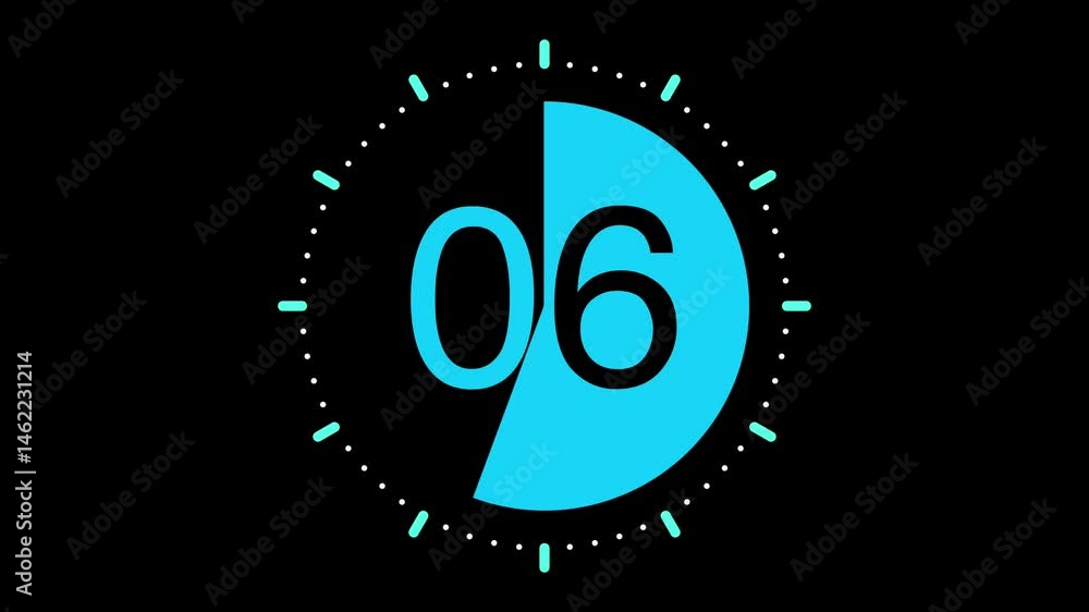 Aufkleber UntitDigital countdown timer from ten to zero on a black background animation