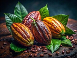 Low Light Cocoa Fruit Harvest - Rich Brown Pods in the Dark