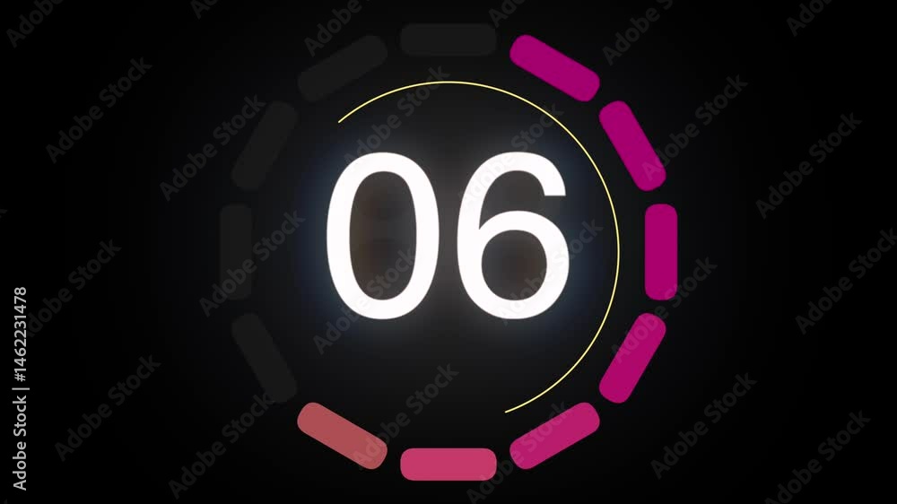 Fototapete Digital countdown timer from ten to zero on a black background animation