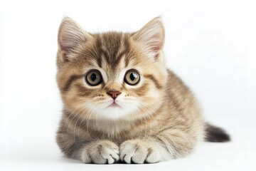 Fototapeta premium a munchkin cat isolated on a white background, ultra-realistic, real photo