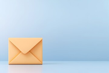 A light orange envelope sits on a pale blue surface against a matching background.  It's a simple, minimalist image