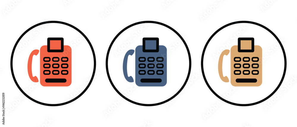 Poster telephone icon set. flat style office phone icons website graphic design. telephone vector symbol is