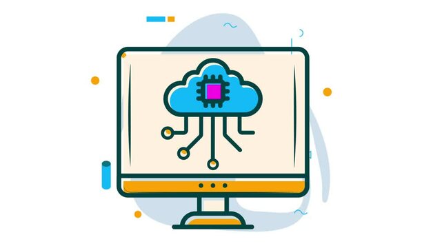 specialized cloud computing microchip hardware animation, ai powered integrated circuit pc animated video Artificial intelligence Clip Natural Language Processing footage Machine Learning motion graph