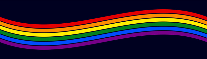 LGBT Pride Flag Rainbow Wave on Dark Background. Vector illustration for pride month