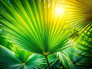 Lush Tropical Palm Leaves Background - Vibrant Green Foliage Texture