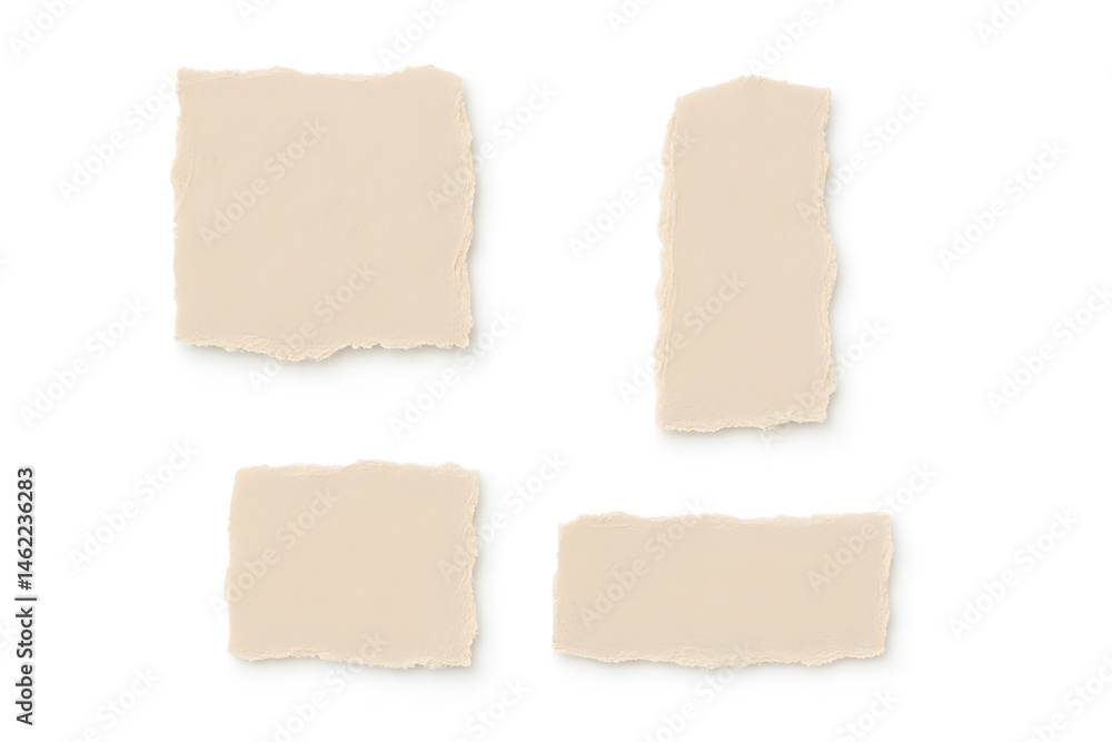 Poster torn paper pieces on background: capture a simple composition featuring beige paper pieces with a to