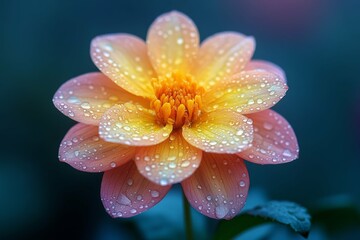 Radiant Dew-Kissed Dahlia: A Burst of Floral Beauty
