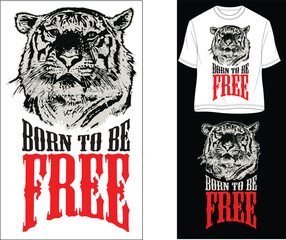 T-shirt print Vector "Born To Be FREE" DTF Design